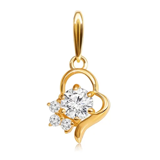 Zlatý prívesok 585 - kontúra nepravidelného srdca s čírymi zirkónmi