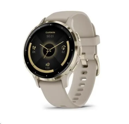 Garmin Venu® 3S, Nerezová luneta Soft Gold, puzdro French Gray, silikónový remienok