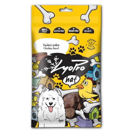 LYOPRO Mrazom sušené kuracie srdce pre psov 50 g
