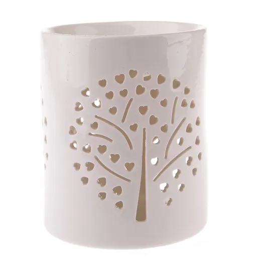 Porcelánová arómalampa Heart tree biela, 11 x 13 cm