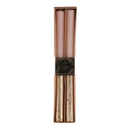 Súprava kónických sviečok, ružová/zlatá, 2 ks, parafín