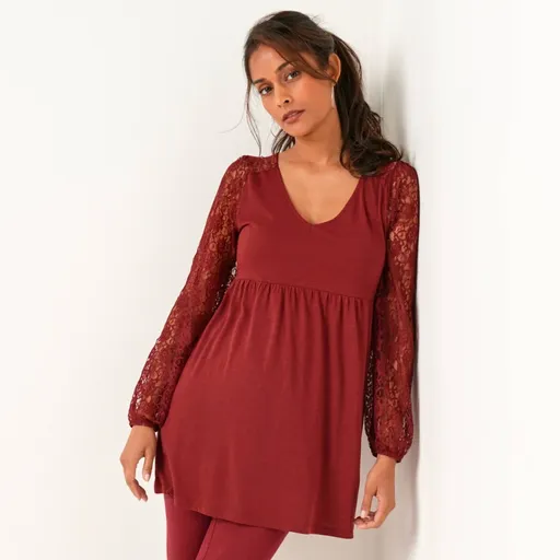 Tunika s dlhými čipkovými rukávmi