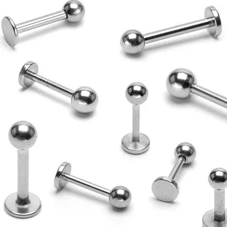 Oceľový piercing do brady s jednoduchou lesklou gulôčkou, 1,2 mm - Rozmer: 10 mm x 2 mm