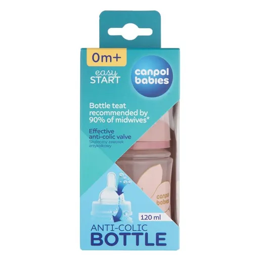 CANPOL BABIES Antikoliková fľaša EasyStart GOLD ružová 120 ml