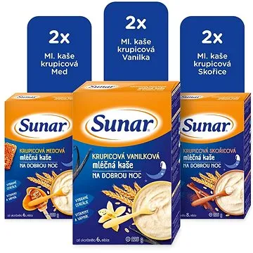 Sunar Mix mliečna kaša na dobrú noc L 6× 225 g (8592084417352)
