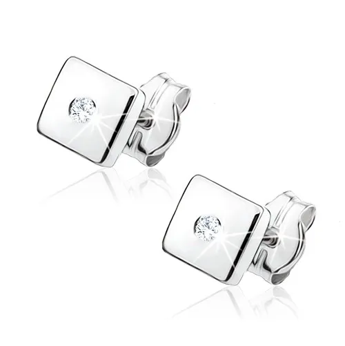 Zlaté 9K náušnice v tvare štvorca s čírym zirkónom