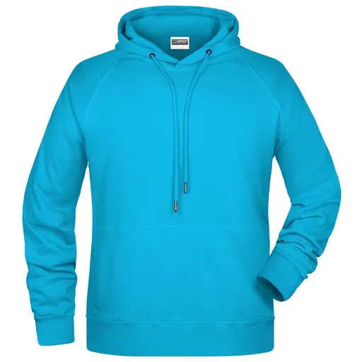 James & Nicholson (Daiber) Pánska mikina s kapucňou z biobavlny 8024 - Tyrkysová | XL