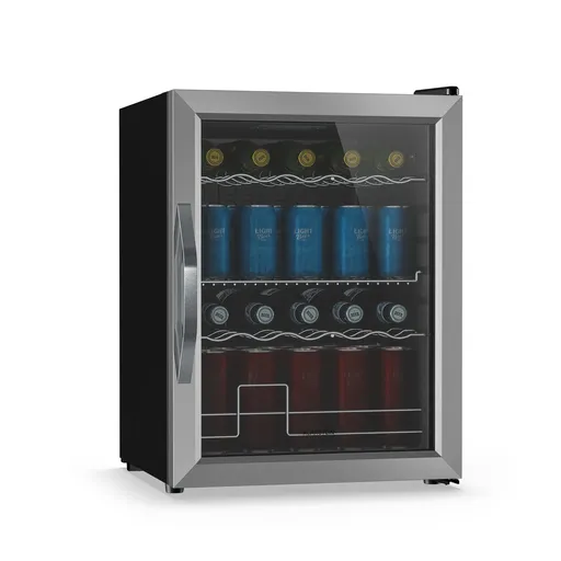 Klarstein Beersafe chladnička na nápoje so sklenenými dverami | 64 x 48 cm | Vnútorné LED osvetlenie | Strieborno-čierna