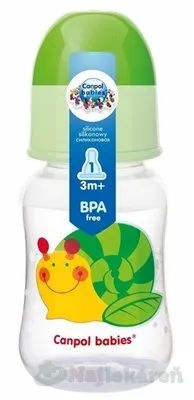 Canpol babies láhev s potiskem 120 ml růžová