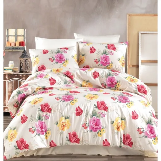 BedTex Bavlnené obliečky Tulip smotanová, 220 x 200 cm, 2 ks 70 x 90 cm