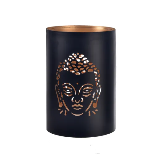InDecor Kovový svietnik Budha čierna, 13 x 22 cm