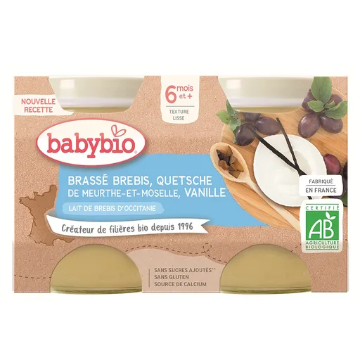 BABYBIO Brassé z ovčieho mlieka mirabelky vanilka 2x 130 g