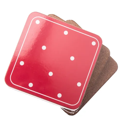 Dakls Podložka pod šálku Bodky červená, 10 x 10 cm, sada 6 ks