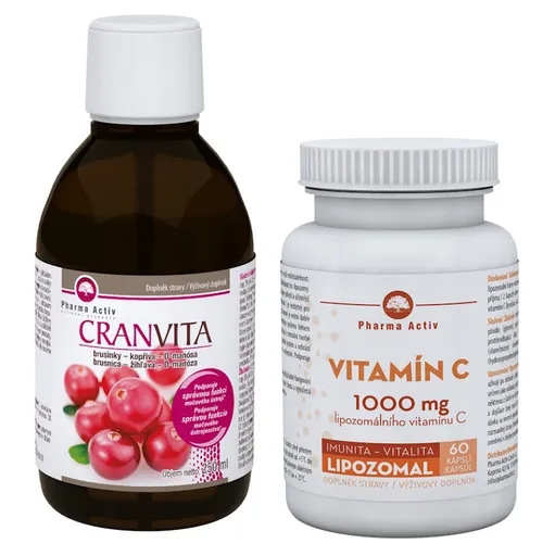 PHARMA ACTIV Cranvita brusnice 250 ml + Vitamín C lipozomal 60 kapsúl
