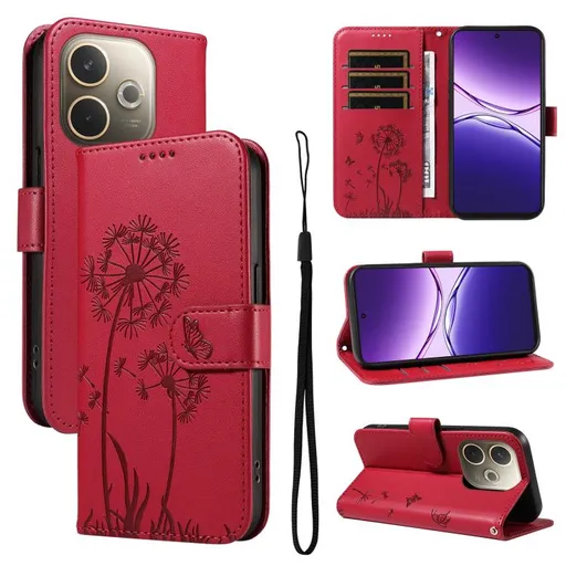 ART DANDELION Peňaženkové puzdro pre Oppo A5 Pro 5G červené