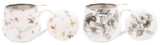 VERONI - Hrnček s čajítkom ANDREA rôzne dekory, 430ml