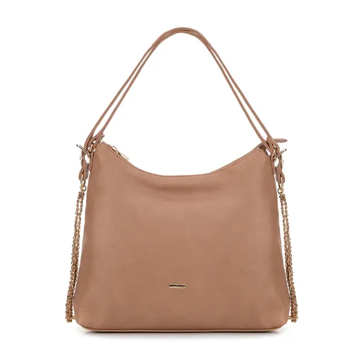 Damska torba – plecak ze skóry ekologicznej beżowa 29-4Y-601-9