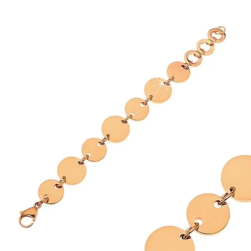 Náramok z chirurgickej ocele s veľkými a malými kruhmi, medená farba