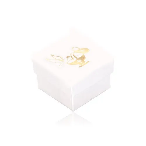 Darčeková krabička bielej farby, zlatá holubica, džbán a kalich