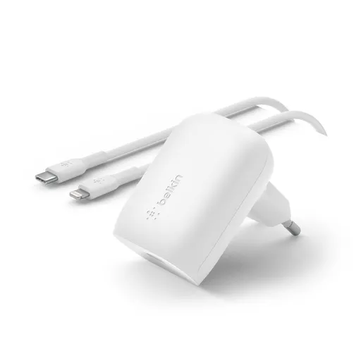 Belkin BOOST CHARGE™ 30W USB-C Power Delivery PPS nástenná nabíjačka + 1m USB-C na lightning kábel, biela