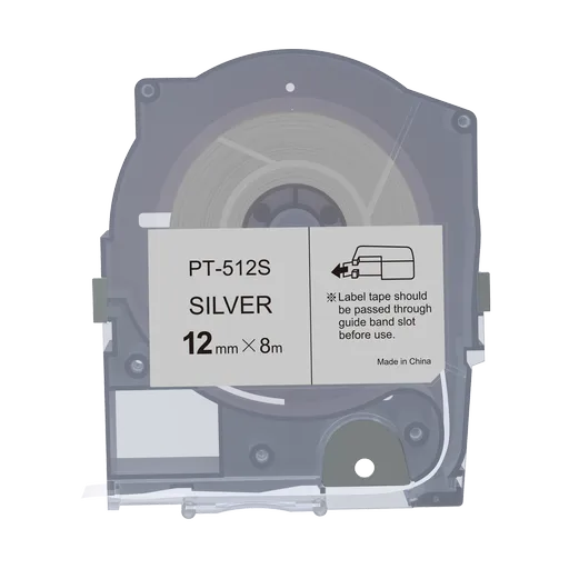 Max LM-512S, 12mm x 8m, strieborná kompatibilná páska