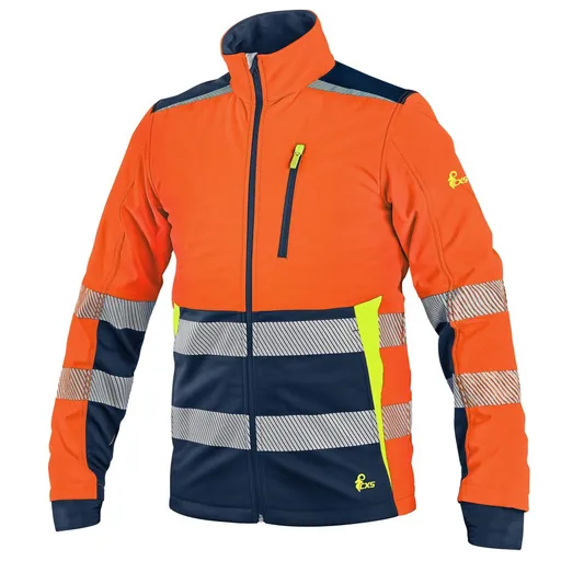 Canis (CXS) Pánska reflexná softshellová bunda CXS BENSON - Oranžová / modrá | L