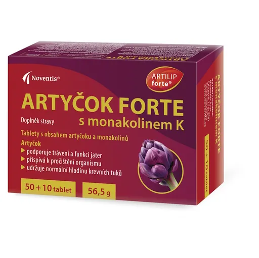 NOVENTIS Artičok Forte s monakolinom K 50+10 tabliet