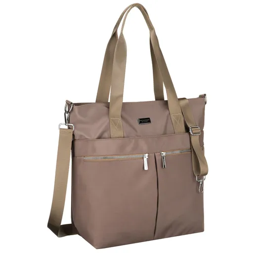 Dámska béžová shopper taška s jednou komorou a zapínaním na zips