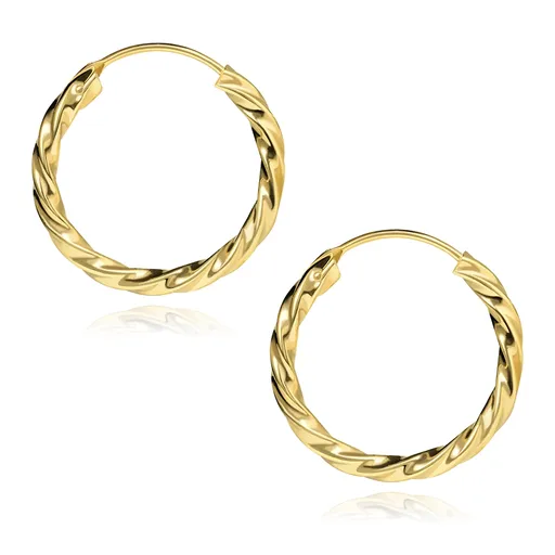 Zlaté náušnice zo 14K zlata s efektom špirálového kruhu