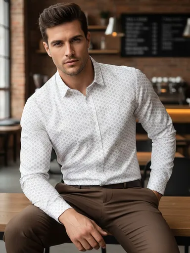 Vzorovaná biela košeľa