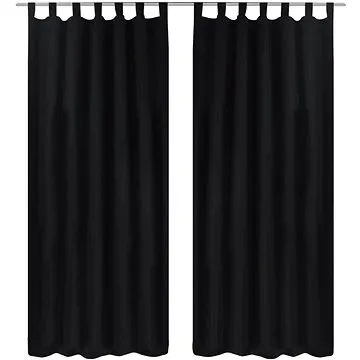 2 ks čierne mikrosaténové závesy s pútkami 140 × 225 cm (130354)
