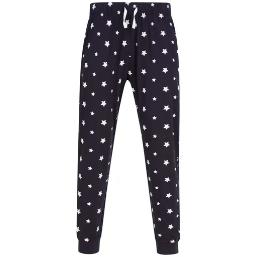 SF (Skinnifit) Pánske vzorované pyžamové nohavice - Tmavomodrá / biela | XL