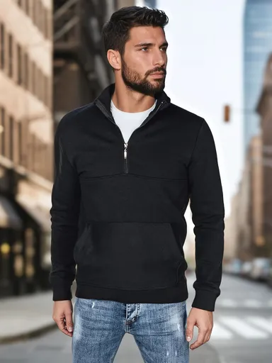 Pánska mikina so stojačikom, čierna Dstreet BX5885