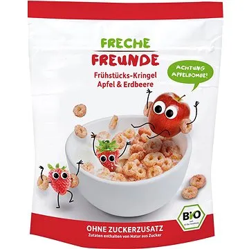 Freche Freunde BIO Cereálie Chrumkavé krúžky – Jablko a jahoda 125 g (4260618520161)