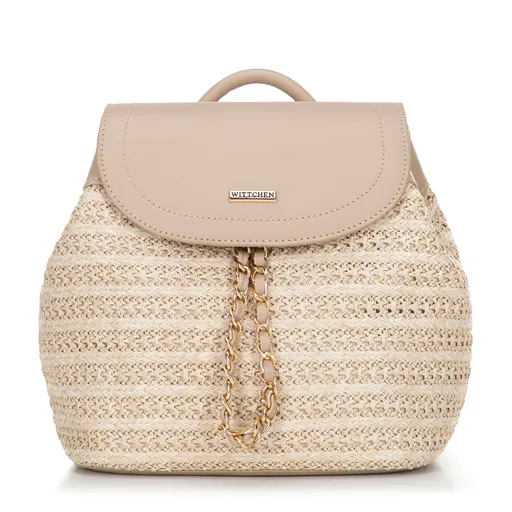 Pletený ruksak s trojzubcom béžový