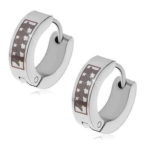 Oceľové kĺbové náušnice, krúžky s čiernym asymetrickým vzorom