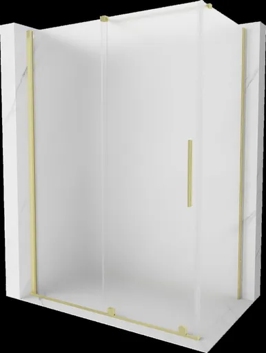 MEXEN/S - Velár sprchovací kút, posuvné dvere 130 x 70, dekor, zlato kartáčovaná 871-130-070-31-55