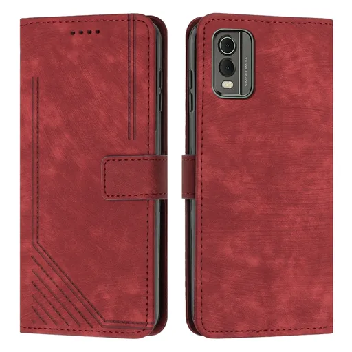 STRIPE Peňaženkové puzdro s remienkom Nokia C32 červené