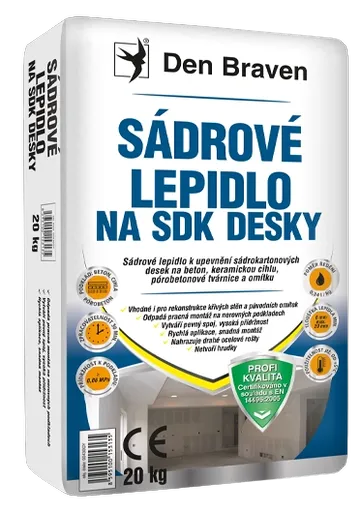 DEN BRAVEN - Sadrové lepidlo na SDK dosky biela 20 kg