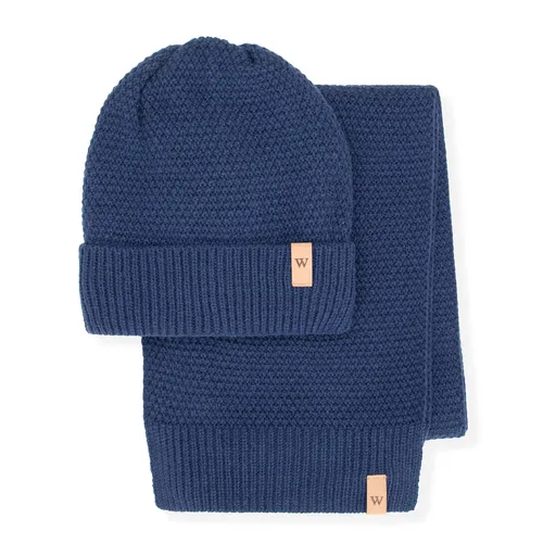 Zimný komplet – čiapka a šál z vlny a akrylu v modernom štýle 101-SF-012-N