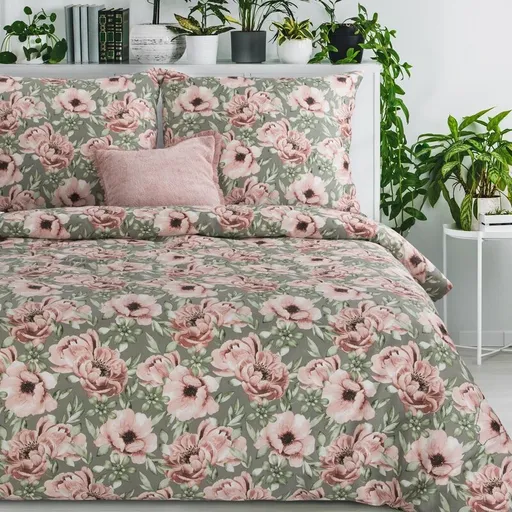 ArtFir Obliečky na jednolôžko SPRING 53 | ružová/sivá 140 x 200 cm