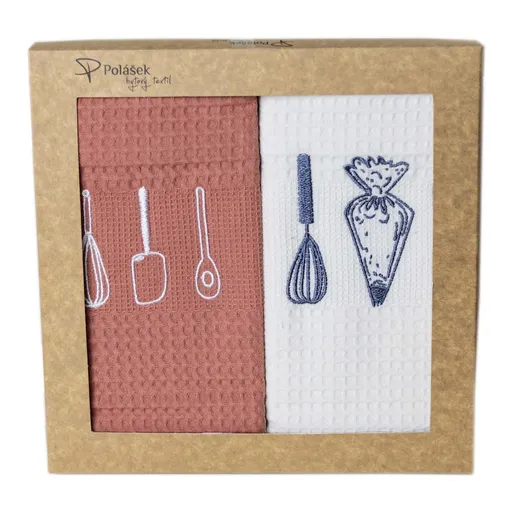 Polášek Vyšívaná vaflová utierka s motívom - 2 ks - Pomôcky na pečenie č. 1