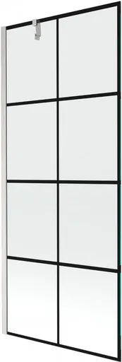 MEXEN/S - Next vaňová zástena FIX 80 x 150, čierna vzor, nikel kartáčovaná 895-080-000-00-77-97