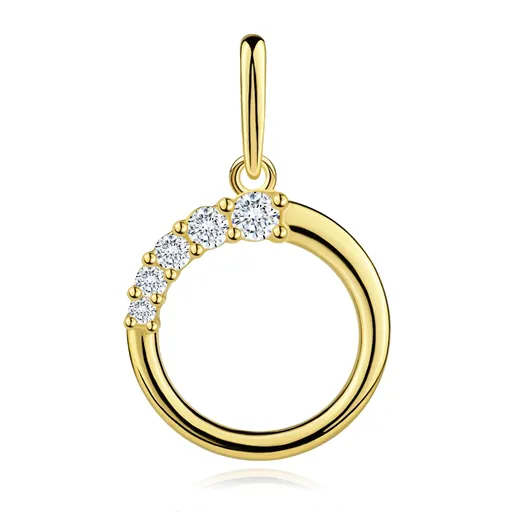 Zlatý prívesok 9K s čírymi zirkónmi v tvare kruhu
