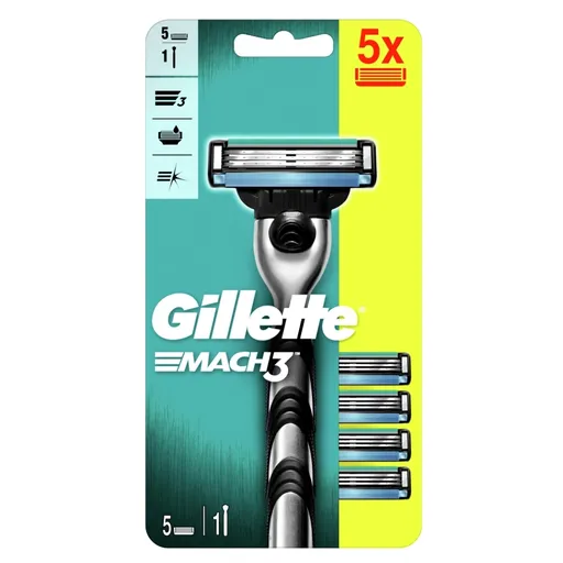 GILLETTE Mach3 Holiaci strojček + Náhradná hlavica 5 ks