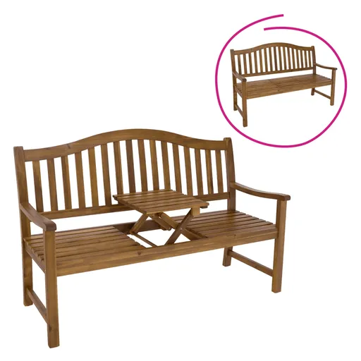 Záhradná lavička so stolíkom, akáciové drevo,TAIMA