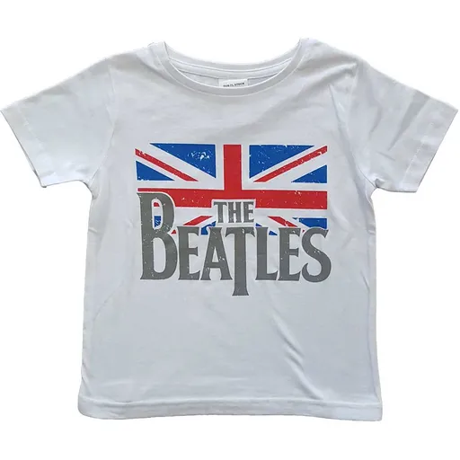 The Beatles tričko Logo & Vintage Flag Biela 7 – 8 rokov