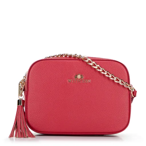 Dámska kožená kabelka typu crossbody s retiazkou 29-4E-015-P