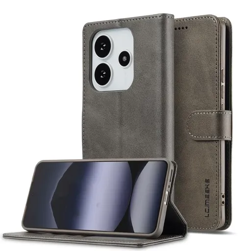 IMEEKE Peňaženkový obal pre Xiaomi Redmi Note 14 (EU verzia 164.8mm) šedý