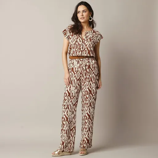 Dlhý overal z krepónu s potlačou